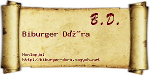 Biburger Dóra névjegykártya